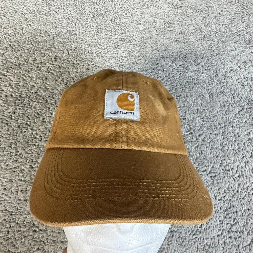 Carhartt Hat Cap Strap Back Boys One Size Brown Twill Adjustable Workwear Logo